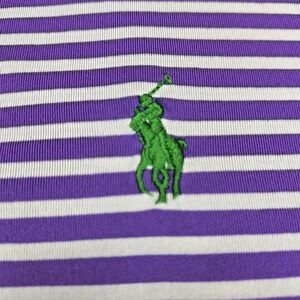 Polo Ralph Lauren Golf Shirt Short Sleeve Men's XL 49" Purple White Striped Pony